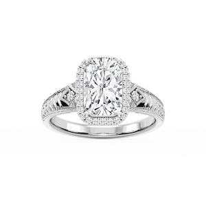 Cecilia Old Mine Cushion Lab Grown Diamond Milgrain Halo Engagement Ring