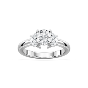 Naomi Round Lab Grown Diamond and Half Moon Three Stone Engagement Ring