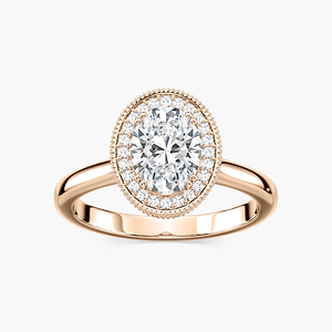 Venise Oval Lab Grown Diamond Milgrain Vintage Halo Engagement Ring