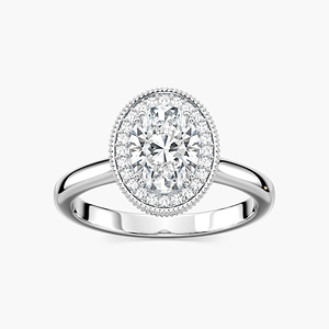 Venise Oval Lab Grown Diamond Milgrain Vintage Halo Engagement Ring