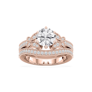 Violette Lab Grown Diamond Milgrain Butterfly and Channel Wedding Set
