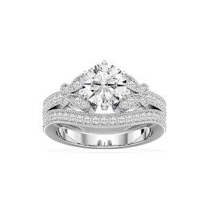 Violette Lab Grown Diamond Milgrain Butterfly and Channel Wedding Set