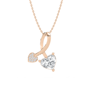 1 ½ ctw Heart and Round Lab Grown Diamond Charmed Pendant - 18 Inches