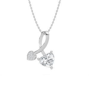 1 ½ ctw Heart and Round Lab Grown Diamond Charmed Pendant - 18 Inches