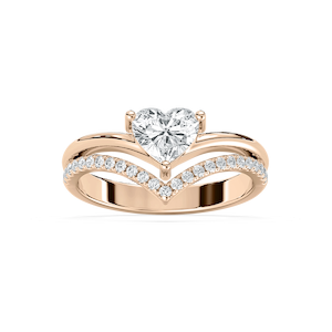 1 ctw Heart and Round Lab Grown Diamond Chevron Double Row Promise Ring