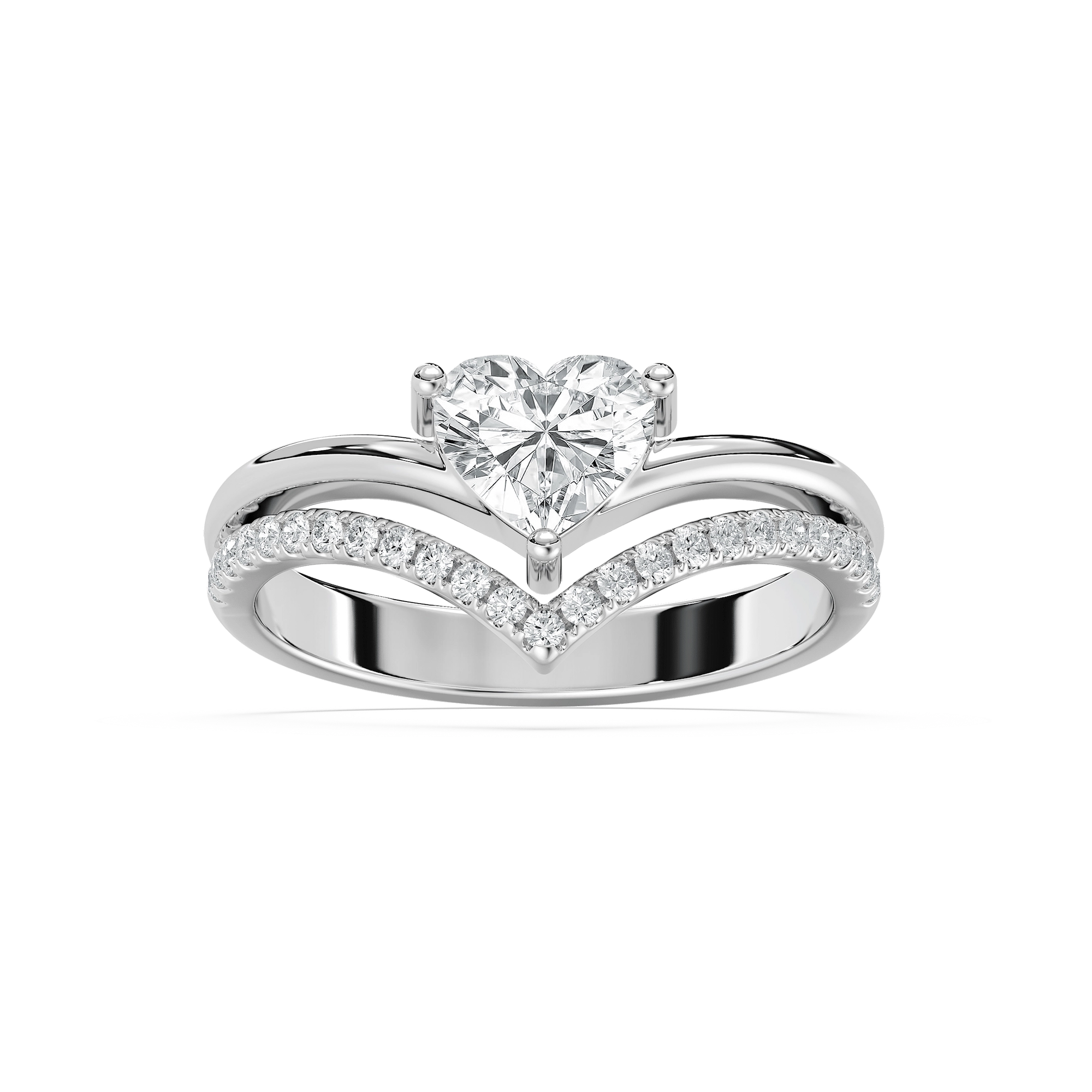 Chevron Heart Ring in yellow gold