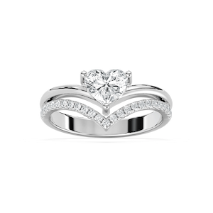 1 ctw Heart and Round Lab Grown Diamond Chevron Double Row Promise Ring