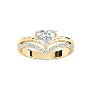1 ctw Heart and Round Lab Grown Diamond Chevron Double Row Promise Ring