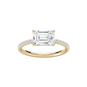 Leona 2 ¹⁄₅ ctw Emerald Lab Grown Diamond East West Side Stone Engagement Ring