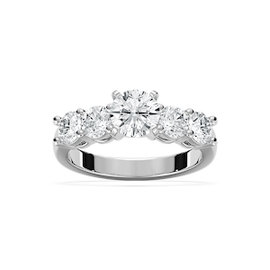 Christine Round Lab Grown Diamond Impact Side Stone Engagement Ring