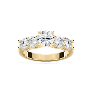 Christine Round Lab Grown Diamond Impact Side Stone Engagement Ring