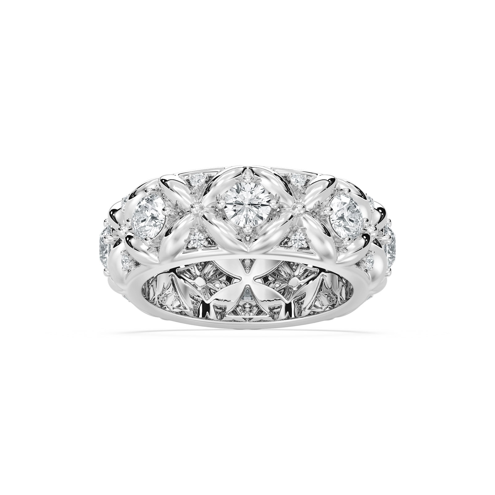 Chunky Domed Accented Band in Rose Gold