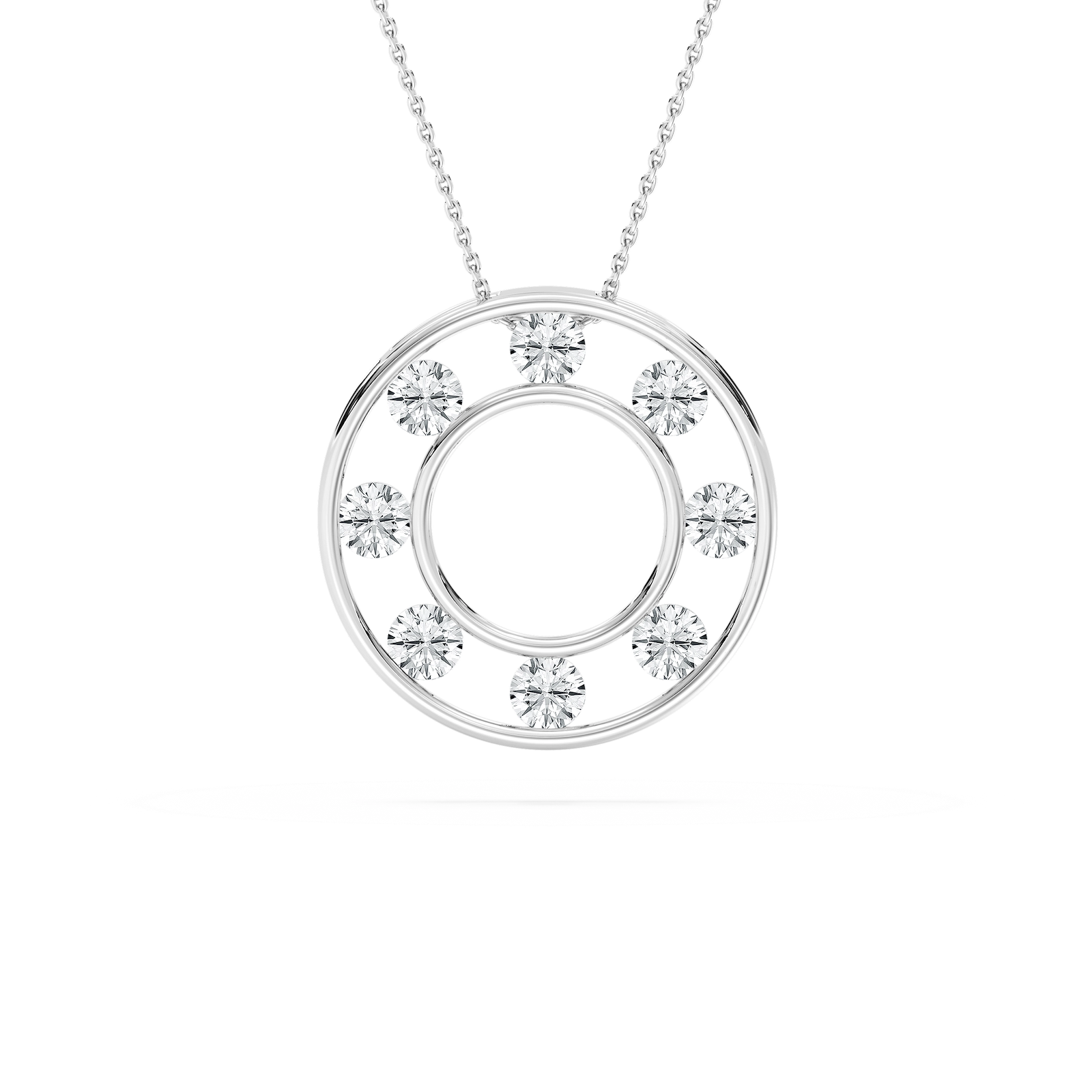 Circle Diamond Pendant Necklace in Rose Gold