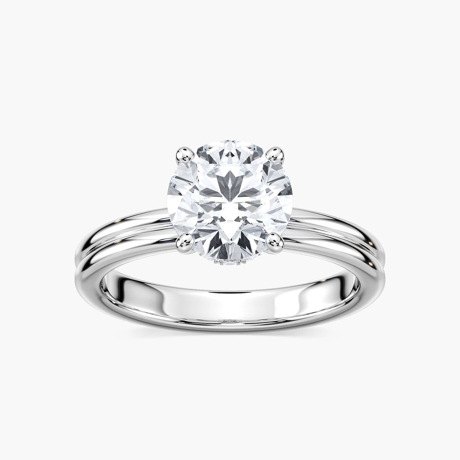 Shown with 1.5ct Oval Cut Lab Grown Diamond in 14k Yellow Gold|Beautiful hidden halo engagement ring with 1.5ct oval cut lab grown diamond in 14k yellow gold