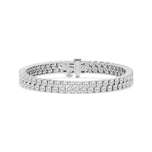 10 ctw Round Lab Grown Diamond Offset Double Row Tennis Bracelet  - 7 Inches