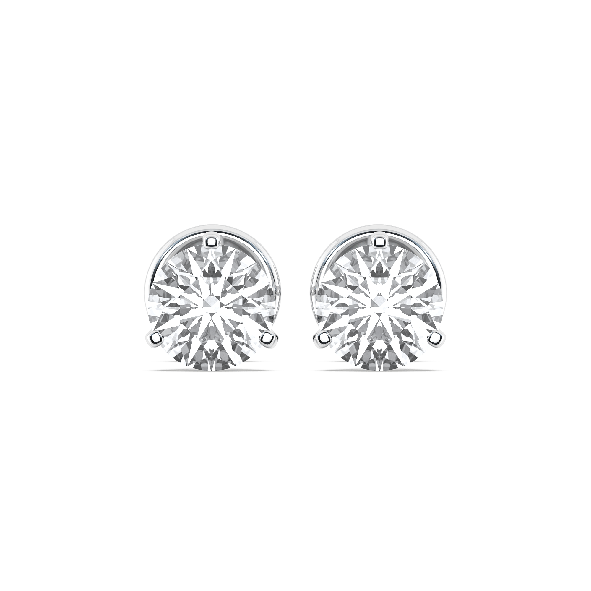 Martini Stud Earrings with 1ct in 14K White Gold