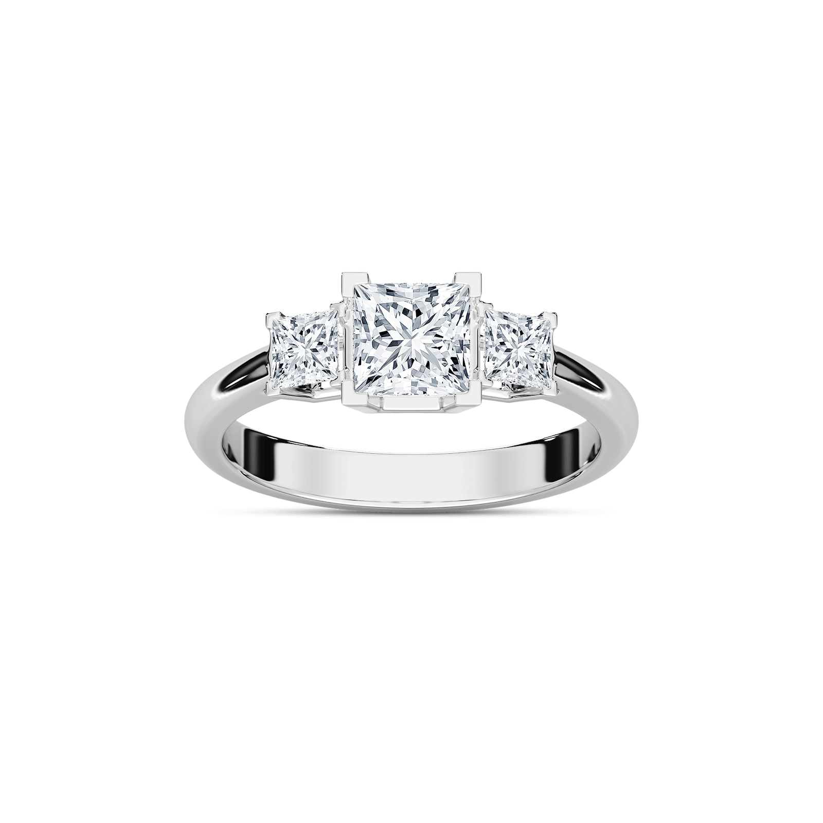 Emmie 1 ½ ctw Princess Lab Grown Diamond Modern Three Stone Engagement Ring