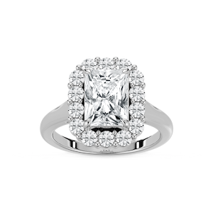 Elena 4 ctw Radiant Lab Grown Diamond Cathedral Halo Engagement Ring