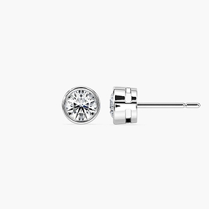 Round Lab Grown Diamond Bezel Earrings