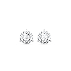Classic Round Lab Grown Diamond Three Prong Martini Stud Earrings