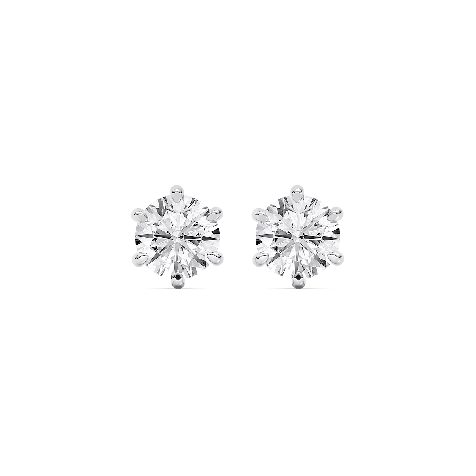 4 ctw Round Lab Grown Diamond Six Prong Stud Earrings