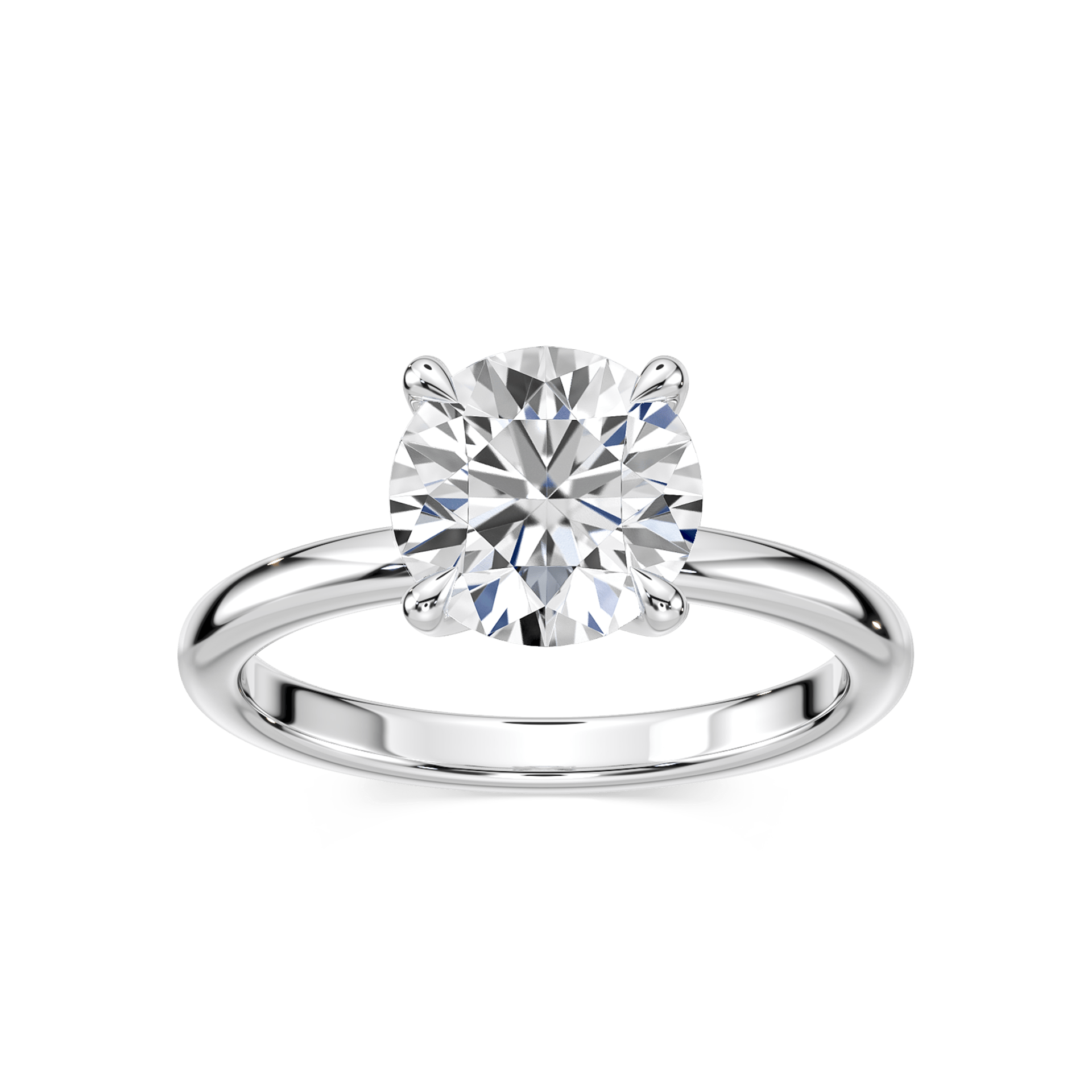 Classic Round Solitaire Ring with 2.0ct Round Cut Lab-Grown Diamond in 14K White Gold