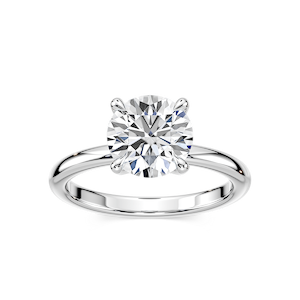 Classic Round Solitaire Ring with 2.0ct Round Cut Lab-Grown Diamond in 14K White Gold
