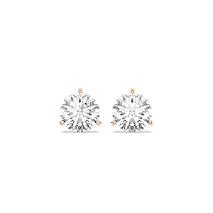Classic Round Lab Grown Diamond Three Prong Martini Stud Earrings