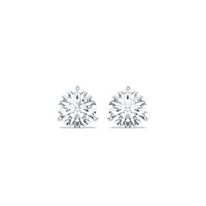 Classic Round Lab Grown Diamond Three Prong Martini Stud Earrings