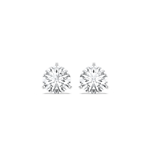 Classic Round Lab Grown Diamond Three Prong Martini Stud Earrings