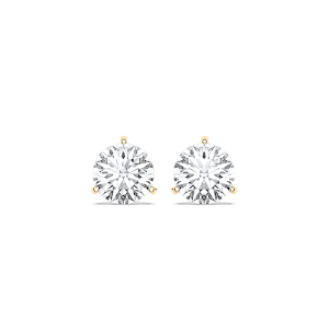 Classic Round Lab Grown Diamond Three Prong Martini Stud Earrings