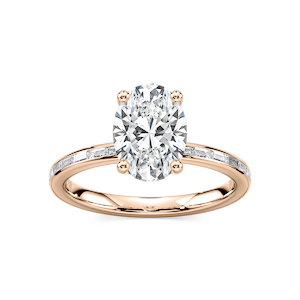 Clea Oval Lab Grown Diamond Channel Set Baguette Side Stone Engagement Ring