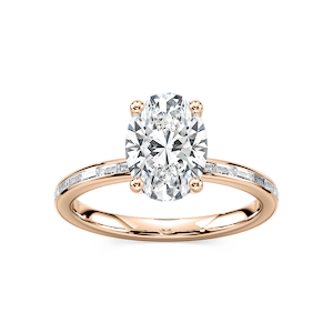 Clea Oval Lab Grown Diamond Channel Set Baguette Side Stone Engagement Ring