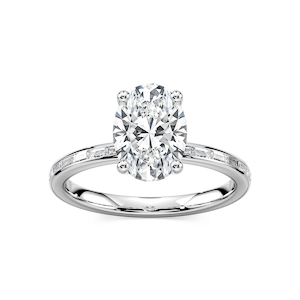 Clea Oval Lab Grown Diamond Channel Set Baguette Side Stone Engagement Ring