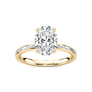 Clea Oval Lab Grown Diamond Channel Set Baguette Side Stone Engagement Ring