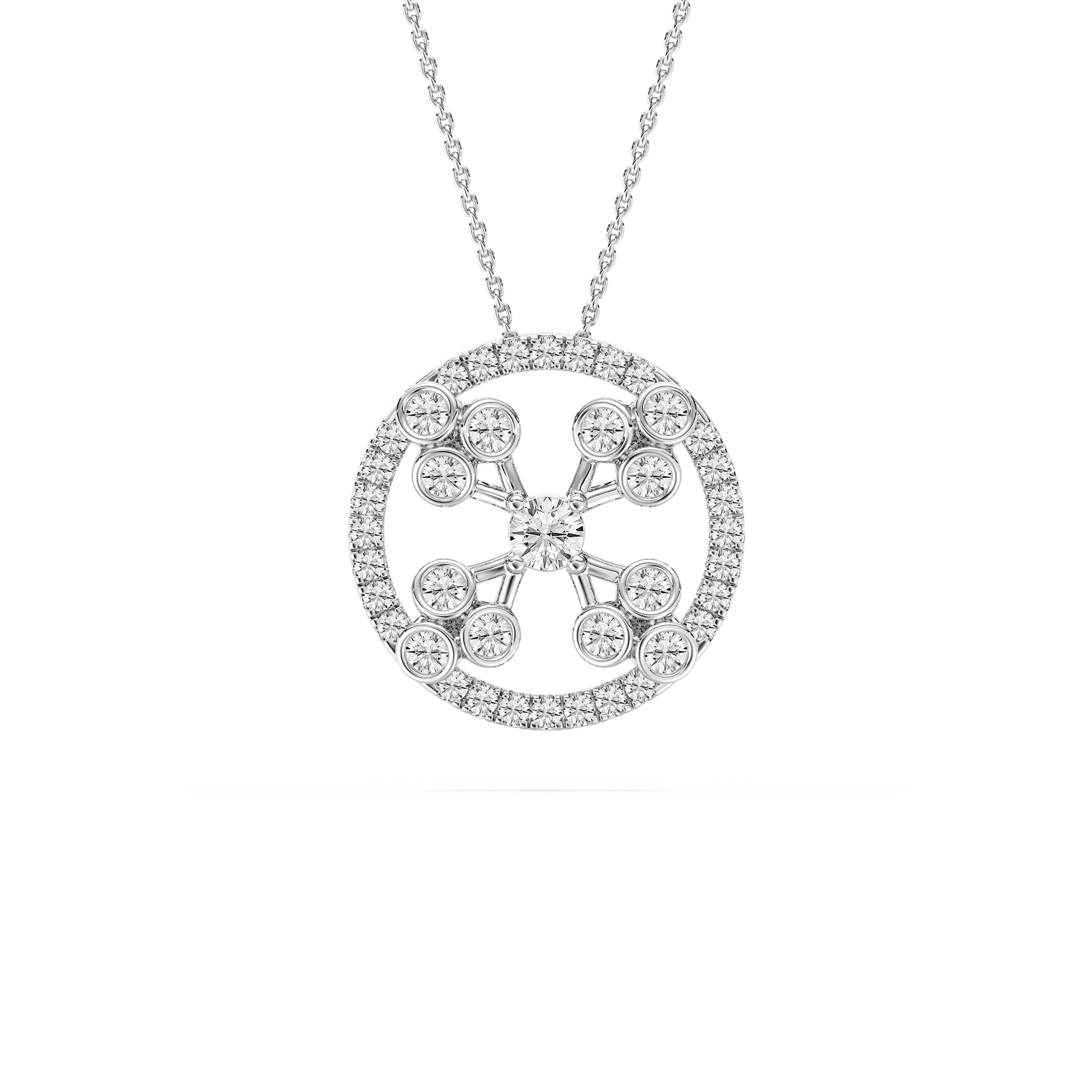 Clover Halo Diamond Pendant in Rose Gold