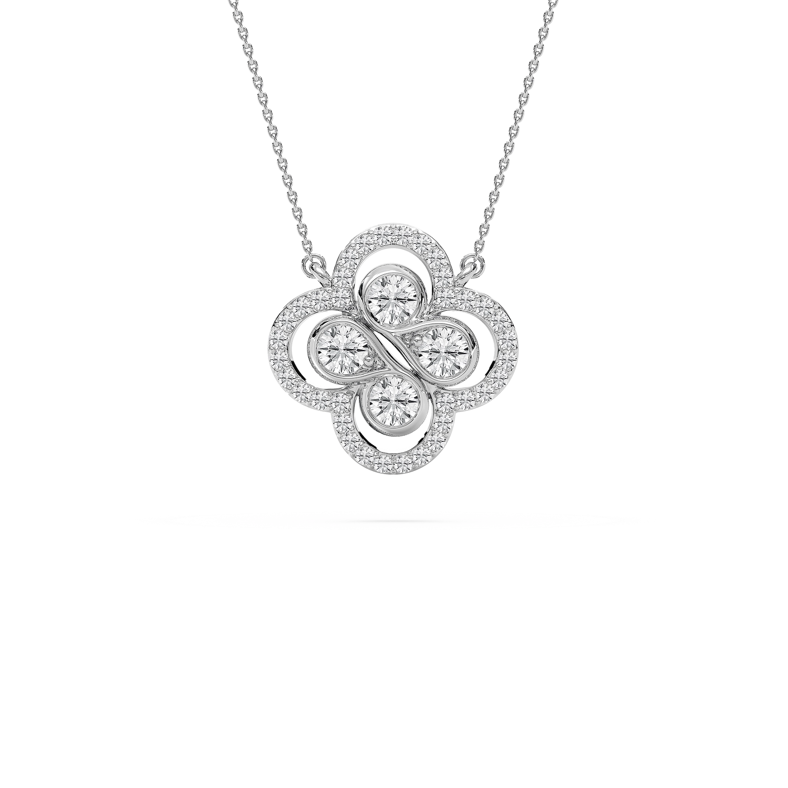 Clover Halo Pendant in Rose Gold