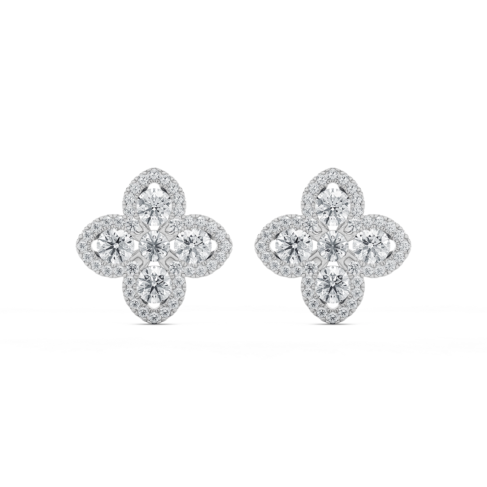 1  ctw Round Lab Grown Diamond Clover Stud Earrings