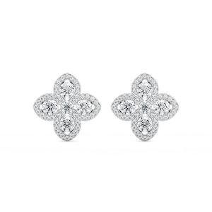 1  ctw Round Lab Grown Diamond Clover Stud Earrings