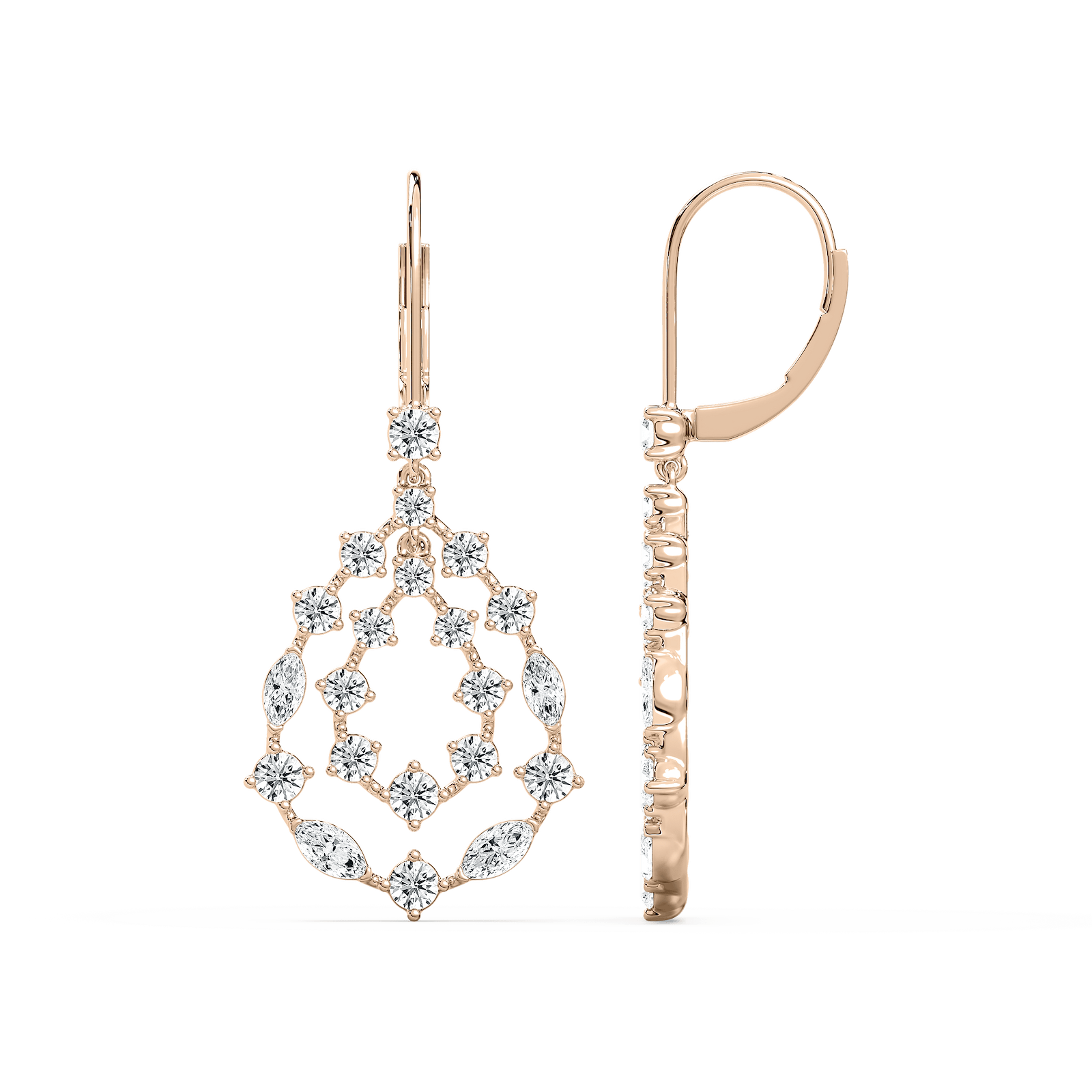 2 ¹⁄₃ ctw Marquise and Round Lab Grown Diamond Cluster Drop Earrings