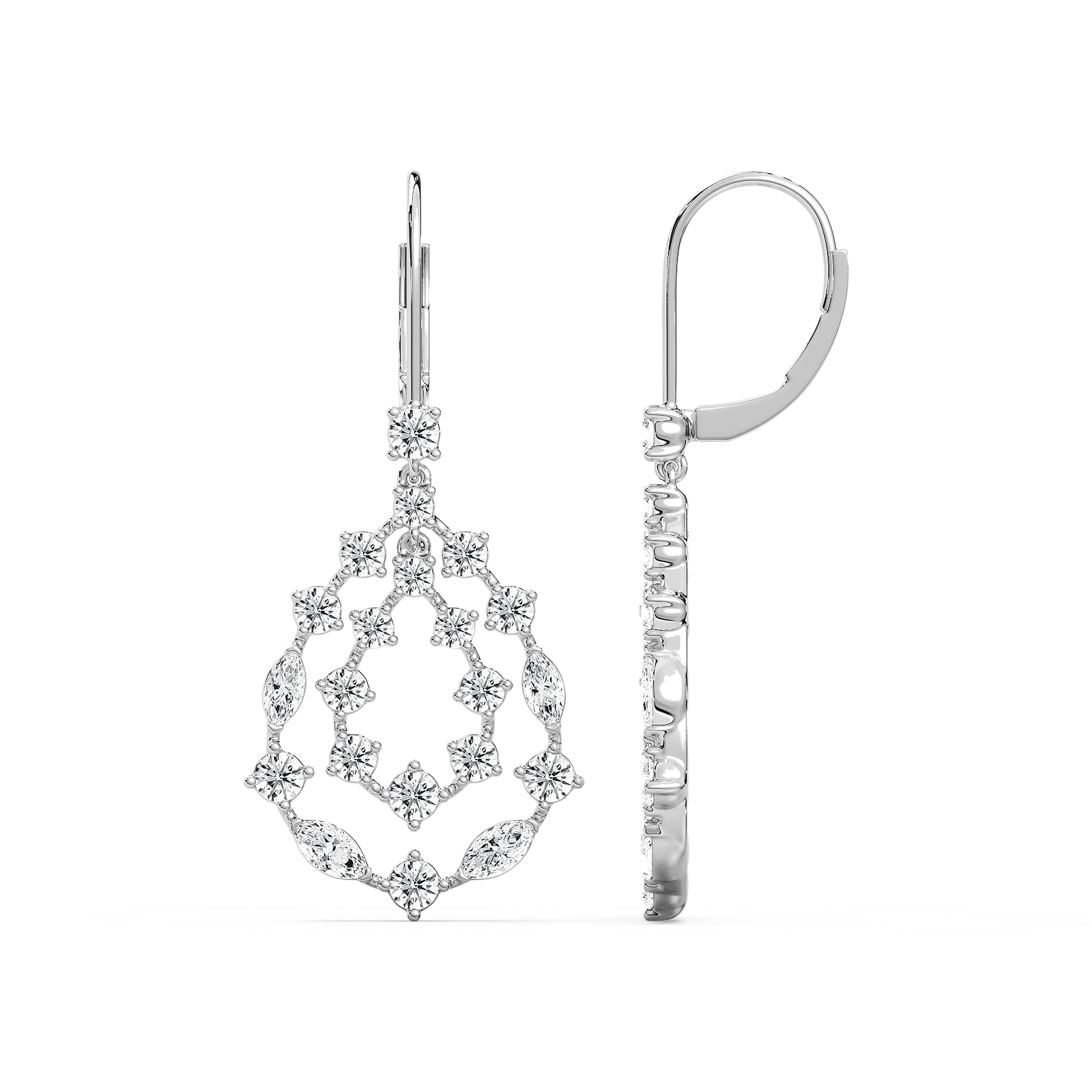 2 ¹⁄₃ ctw Marquise and Round Lab Grown Diamond Cluster Drop Earrings