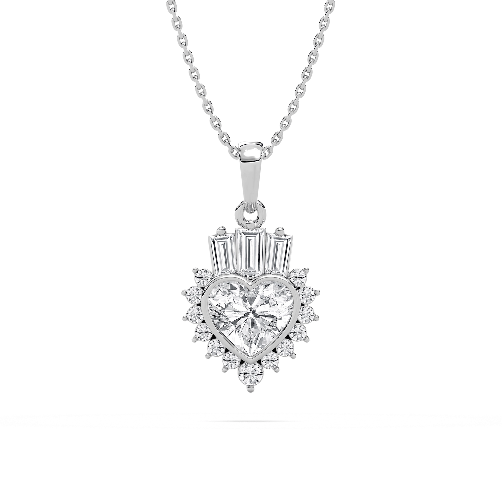 Crown Heart Pendant in 14K Rose Gold