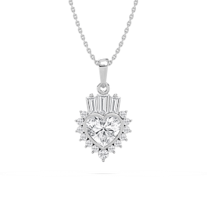 1 ½ ctw Heart, Tapered Baguette and Round Lab Grown Diamond Crown Pendant - 18 Inches