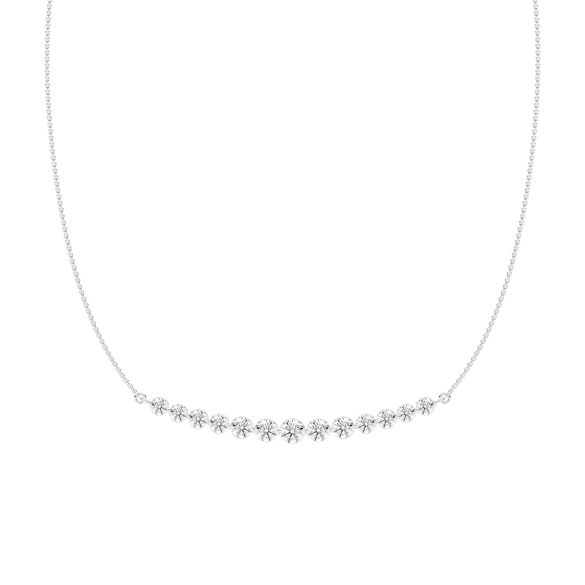 3 ⅞ ctw Round Lab Grown Diamond Curved Bar Necklace - 18 Inches