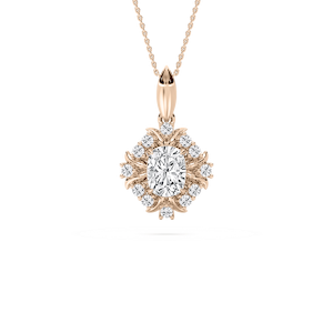 2 ½ ctw Elongated Cushion Lab Grown Diamond Intricate Halo Drop Pendant - 18 Inches