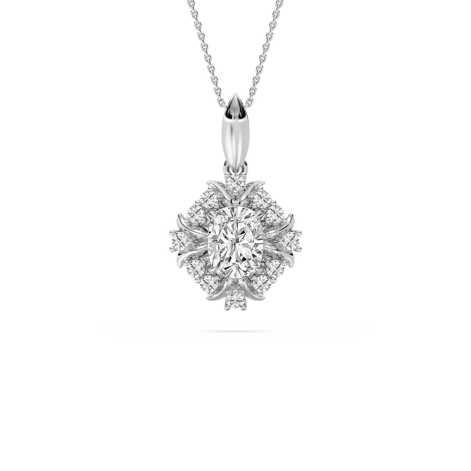 Cushion Halo Drop Pendant in Rose Gold