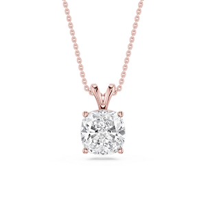 Cushion Lab Grown Diamond Double Bail Pendant - 16 to 18 Inches