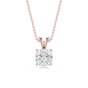 Cushion Lab Grown Diamond Double Bail Pendant - 16 to 18 Inches
