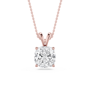 Cushion Lab Grown Diamond Double Bail Pendant - 16 to 18 Inches