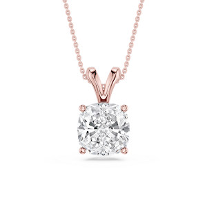 Cushion Lab Grown Diamond Double Bail Pendant - 16 to 18 Inches